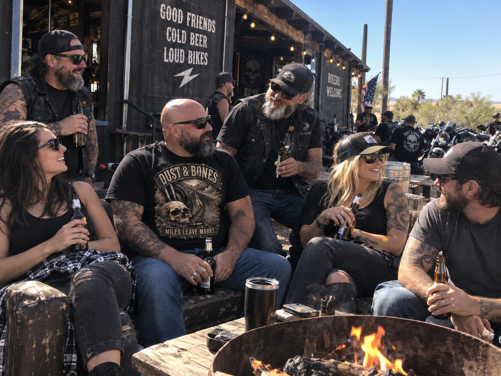Dust & Bones | Miles Leave Marks Black Biker T-Shirt