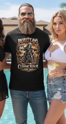 Route 66 Classic Rider T-Shirt - American Legend