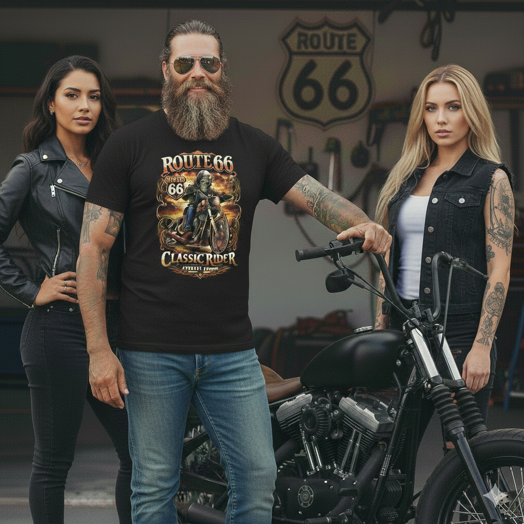 Route 66 Classic Rider T-Shirt - American Legend