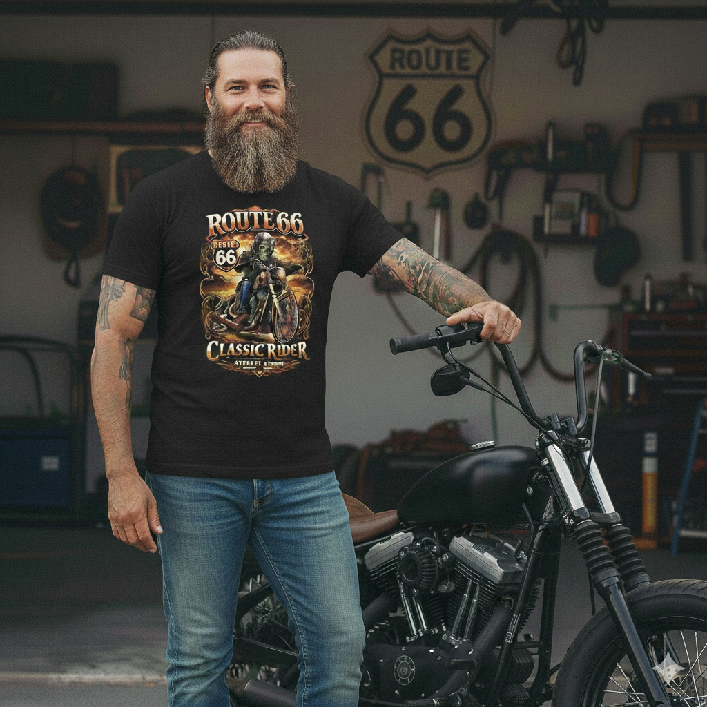 Route 66 Classic Rider T-Shirt - American Legend