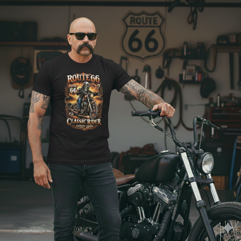 Route 66 Classic Rider T-Shirt - American Legend