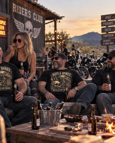 Dust & Bones | Miles Leave Marks Black Biker T-Shirt